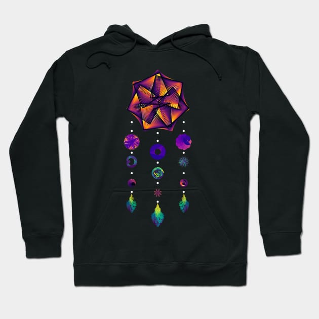 Dream Data Catcher | Maurer Rose Heptagon Inferno Black Hoodie by aRtVerse